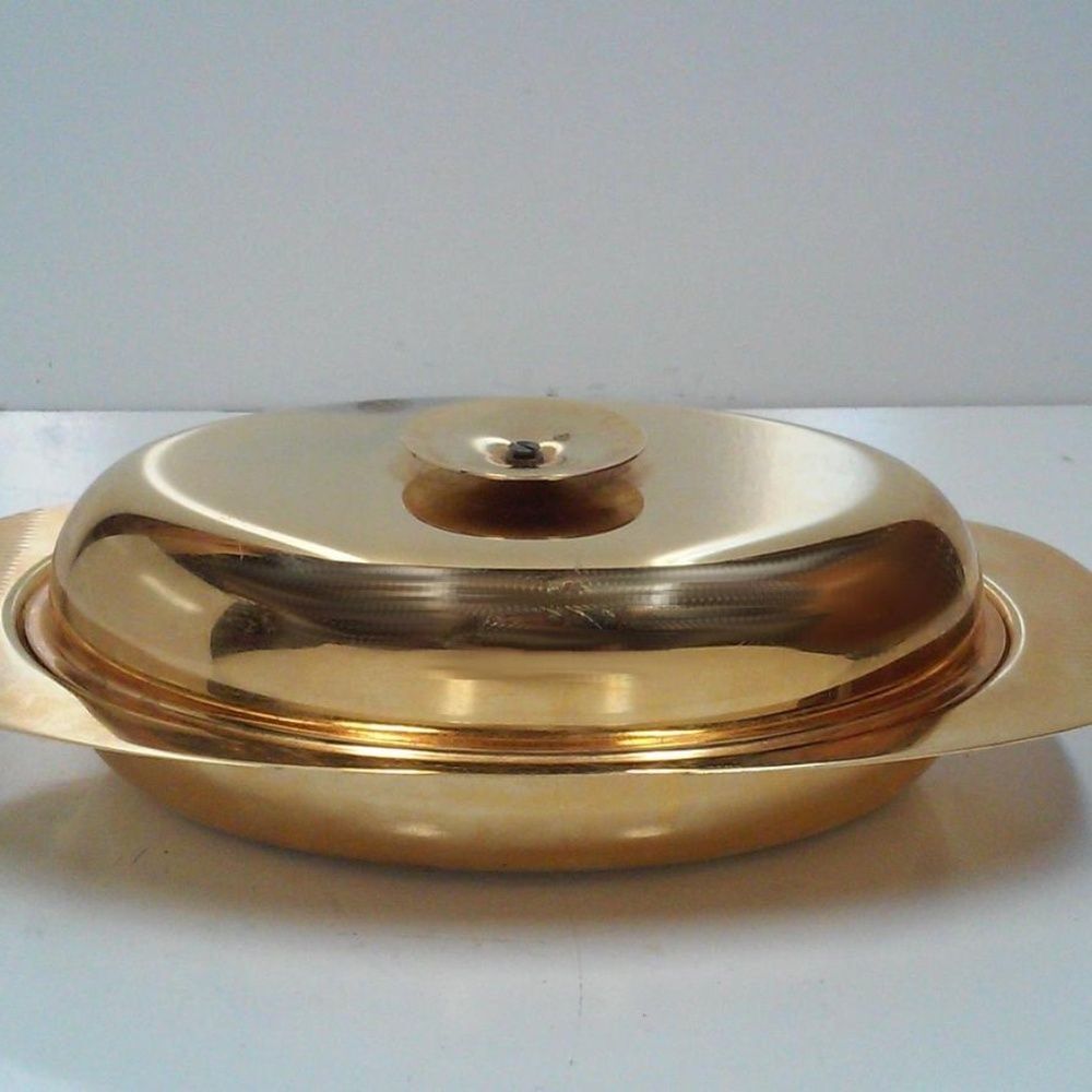 Tommi Parzinger Lidded Dish Gold Plated 1950s Glam Serving
